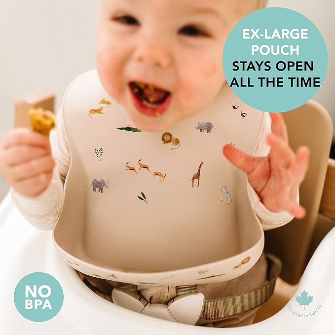 Loulou Lollipop Soft, Waterproof Silicone Feeding Bib for Babies and Toddlers