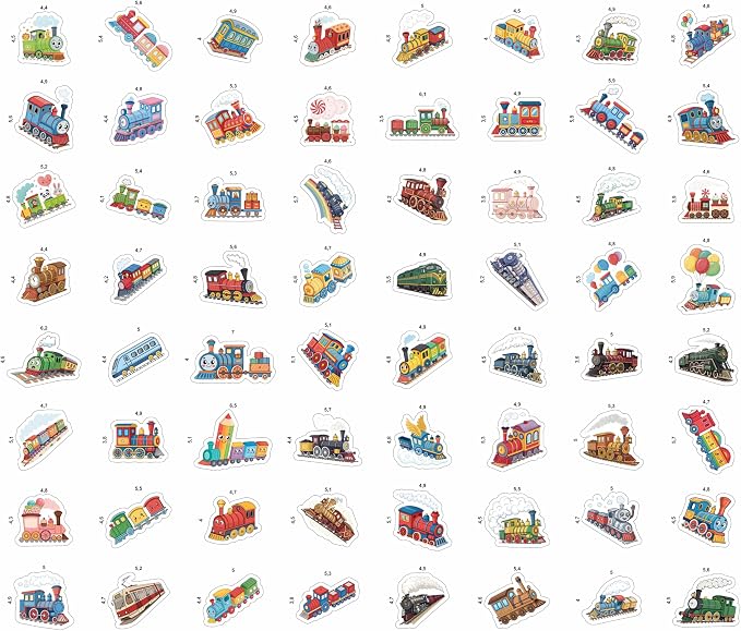 100Pcs Train Stickers for Water Bottle - Train Party Supplies & Decorations - Railroad Stickers - Gift for Women & Men