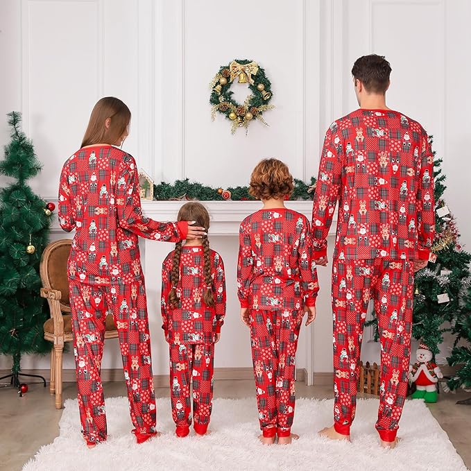 PYAEAS Matching Family Pajamas Sets Christmas PJ's Jammies Holiday Sleepwear Loungewear for Adult Women Men Xmas Outfits