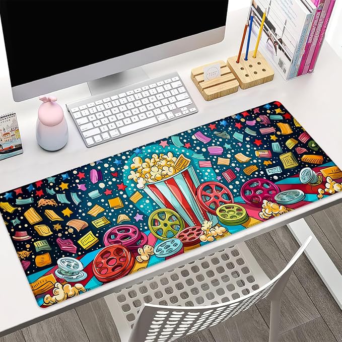Cinema Delight Gaming Mouse Pad Gifts 31.5" x 11.8", Non-Slip Rubber Base MousePads for Computers Laptop School Office Home Accessories Decor, Mouse Pad, Keyboard Desk Mat