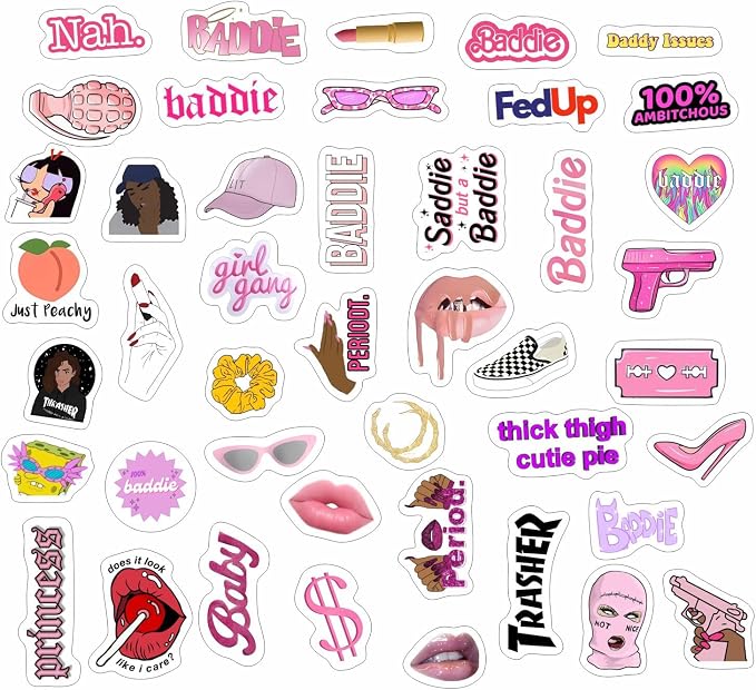 BulbaCraft Baddie Stickers and Laptop Decals — Baddie Party Decorations, Aesthetic Slay Stickers for Water Bottles, Gifts for Women & Men