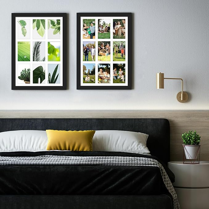 13x19 Collage Picture Frame 4x6 Picture Frames Collage Wall Decor Displays Nine 4x6 inch Photos Available Horizontal Wall Mounting Display and Vertical Black