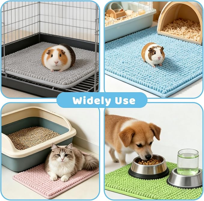 Guinea Pig Cage Liner, 8 Pcs, 16x12 Inch, 4 Colors | Washable & Reusable, Fleece Bedding Pee Pads, High Absorbent, Non-Slip, For Rabbit Bunny Hamster Chinchilla