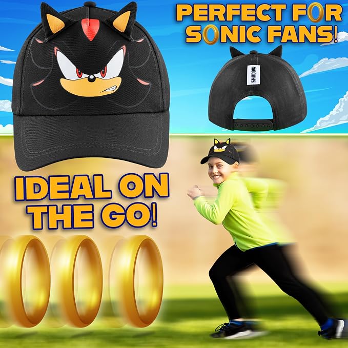 Sonic the Hedgehog Boys Baseball Cap Kids Sun Hat for Summer Beach Outdoor Play Cotton Ball Cap Gifts for Boys