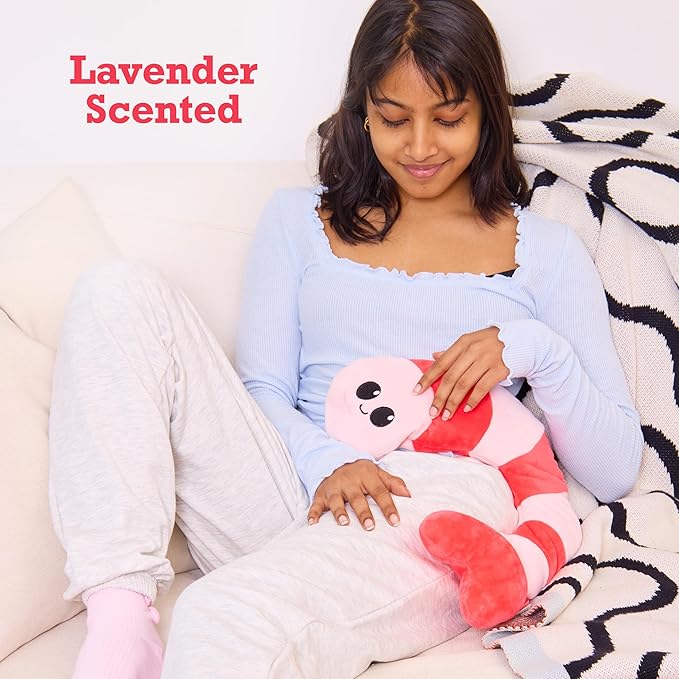 Menstruation Crustacean Shrimp by Relatable, Microwavable Heating Pad For Period Cramps, Cuddly Plushies, Great Gift Ideas for Loved Ones of All Ages, Includes 1 Lavender Scented Heating Pad Plushy