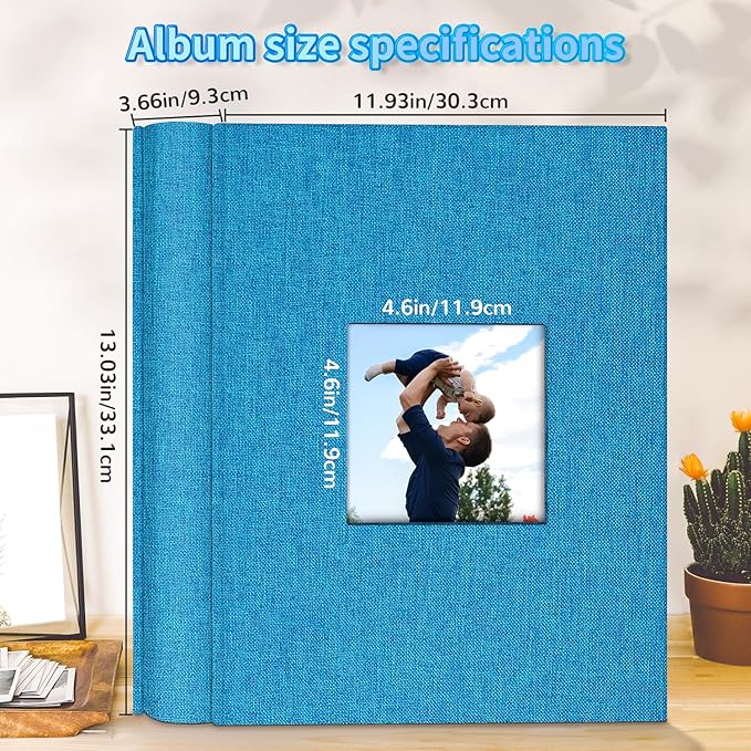 Photo Album 4x6 with 1000 Pockets,Slip-in Picture Albums,Linen Cover Memory Book with Front Window,White Page Vertical Photo Book for Wedding,Family,Anniversare,Baby,Vacation