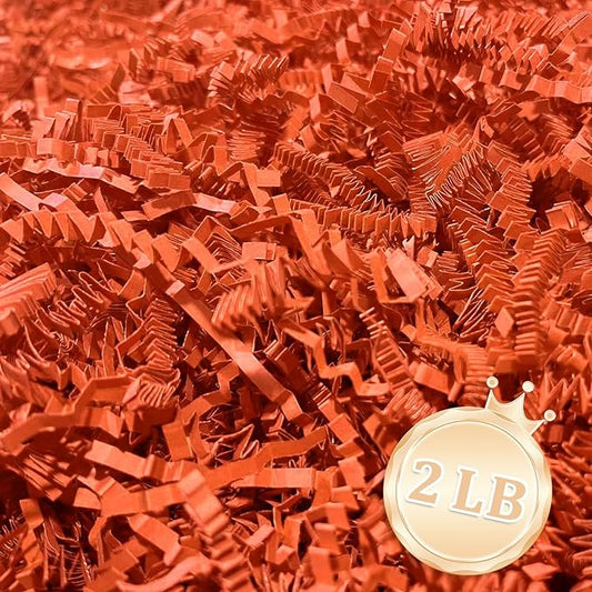 2 LB Orange Crinkle Cut Paper Shred Filler Great for Gift Wrapping, Orange Basket Fillers, Birthday, Gift Wrapping, Anniversary, Halloween Thanksgiving Christmas Party Decor Filling Supplies