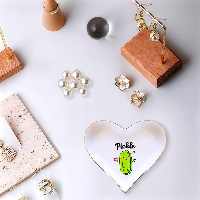 Pickle Ring Holder Dish Tray, Gifts For Women Teens Girls, Pickle Lovers Themed Stuff Accessories Things Decor Merch, Home Room Ring Earrings Necklace Organizer Holder!