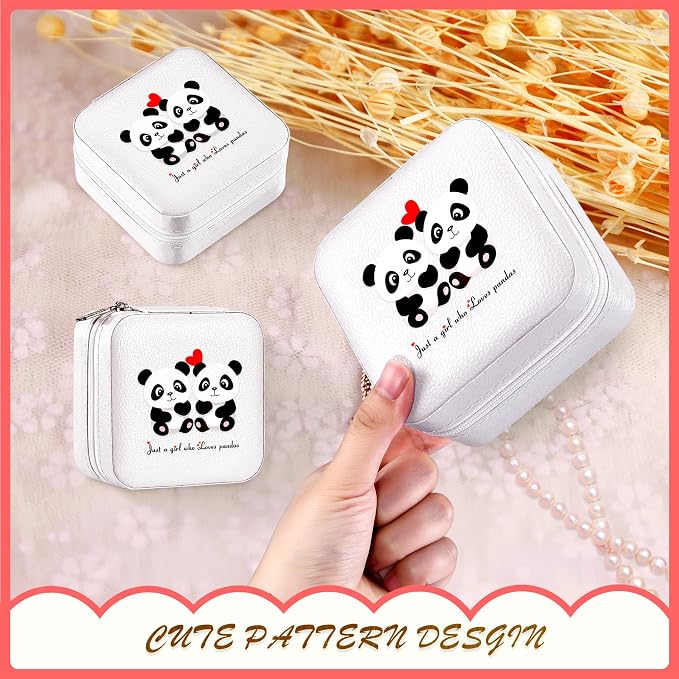 Panda Jewelry Box, Gifts For Kids Teens Girls, Panda Lovers Stuff Items Accessories Things Merchandise Decor Merch, Travel Ring Earrings Necklace Organizer Holder!
