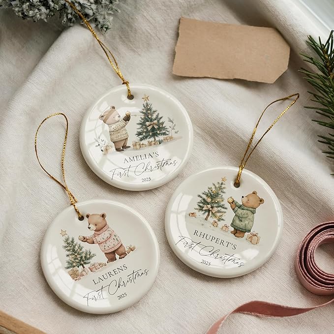 Personalized Christmas Ornaments Personalized Baby First Christmas Ornament 2025 with Photo & Name Custom Ornaments for Christmas Tree Keepsake for Newborn Boy or Girl Gifts