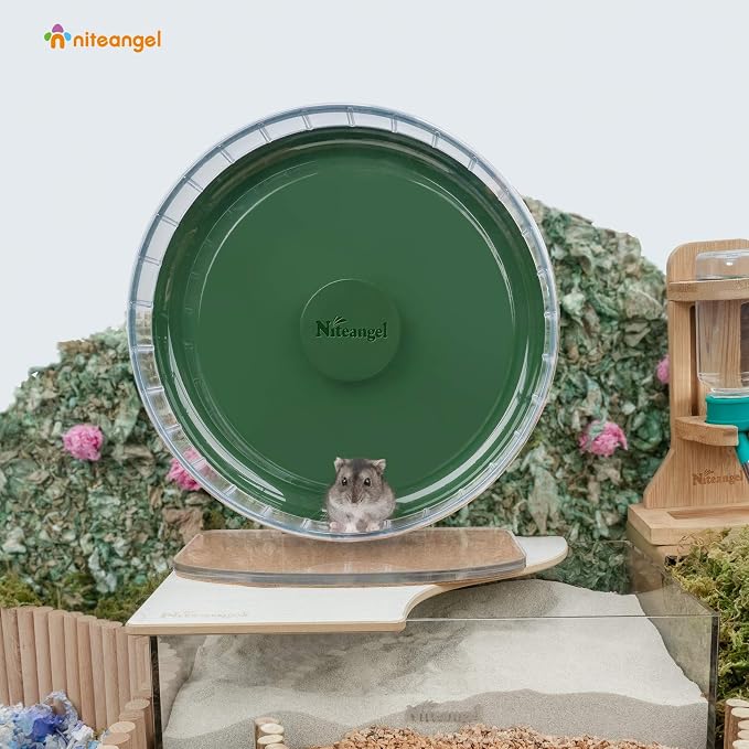 Niteangel Super-Silent Hamster Exercise Wheels: Quiet 10 inch Running Wheel | Can 10.6-13.4" Adjustable Height - No Bend Back Spinner Running for Dwarf Syrian Hamster Gerbils Mice Or Other Small Animal