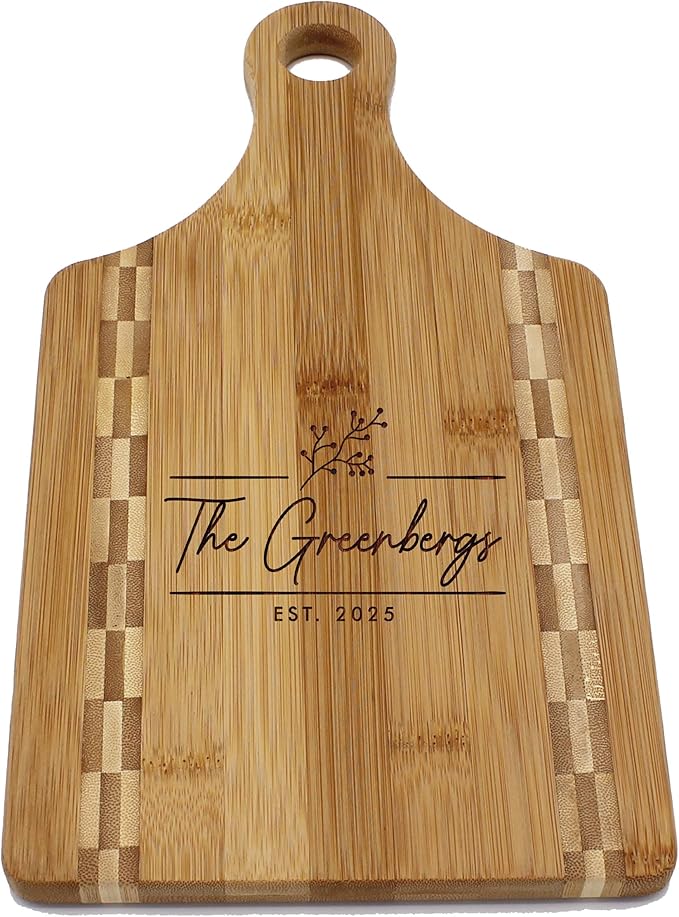 Deluxe Custom Personalized Wedding Anniversary Couples Bamboo Cutting Board Gift (Custom Personalized)