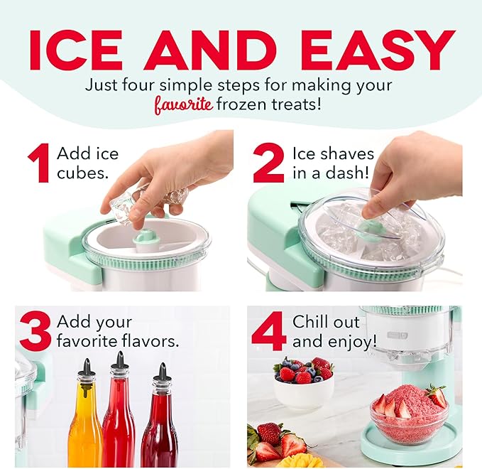 Dash Shaved Ice Maker - Frozen Dessert Maker for Snow Cones, Slushies, Cocktails & More - Easy to Use & Clean - Space-Saving Design - Aqua