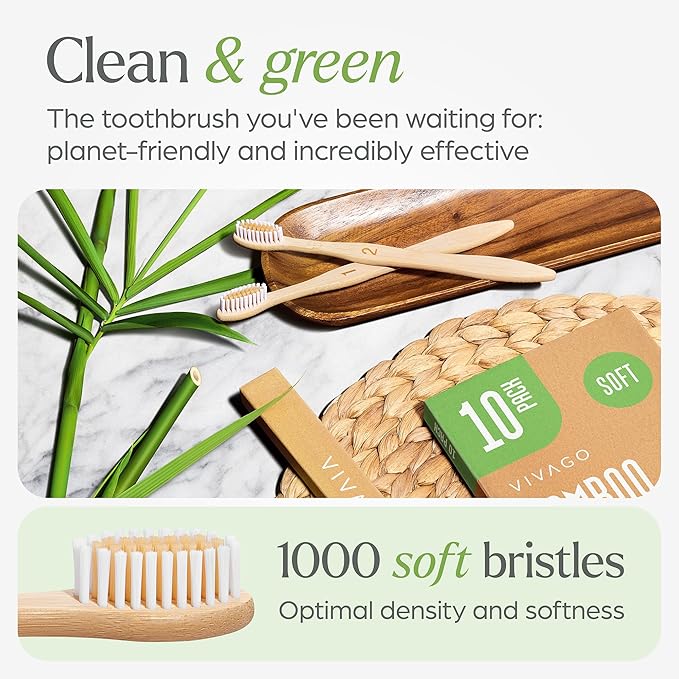 Bamboo Toothbrushes 30 Pack - BPA Free Soft Bristles Toothbrushes, Eco-Friendly, Natural Wooden Toothbrush