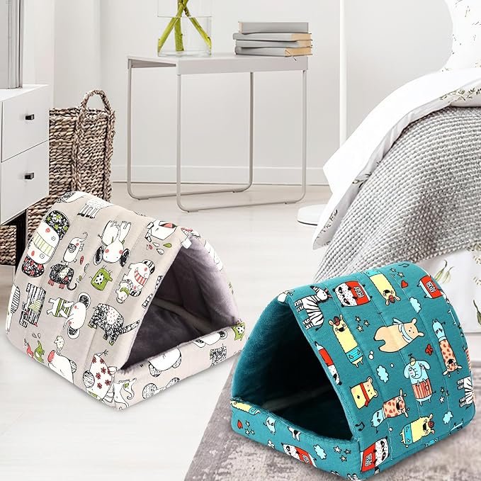 UPINS 2 Pack Guinea Pig Hideout, Washable Small Animal House Bed | Guinea Pig Pillow,Fits Mouse Hamster Chinchilla Hedgehog Ferret Rat Bearded Dragon,Soft Bedding For Cage Accessories