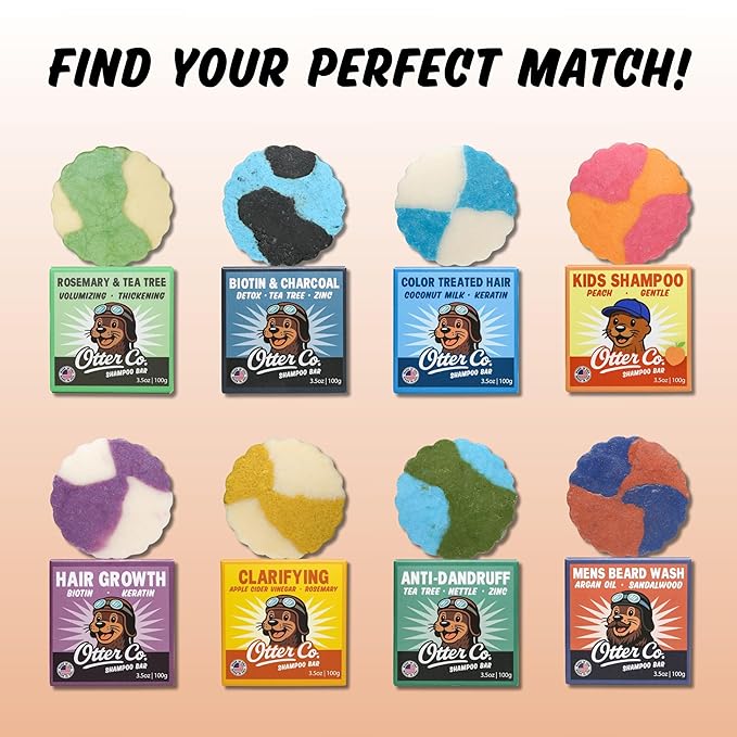 Otter co. Kids Gentle Peach Shampoo Bar – Tear Free Toddler Shampoo – Sulfate Free & Non Toxic – Made with Organic Ingredients – Vegan, Cruelty Free, Natural & Hydrating for All Hair, Made in USA