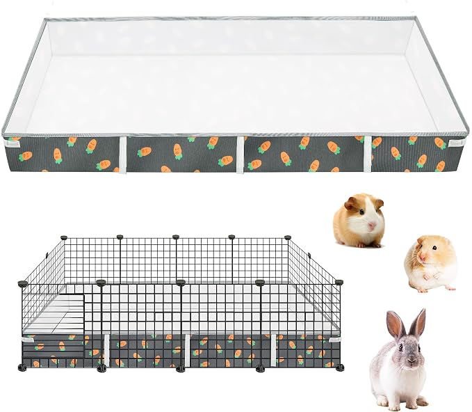 Guinea Pig Cage Liner 24" X 48", Rabbit Cage Liner with Carrot Pattern | Water-resistant and Washable Guinea Pig Liner for Hamster, Hedgehog, Ferrets and Other Small Pet (Dark Green)