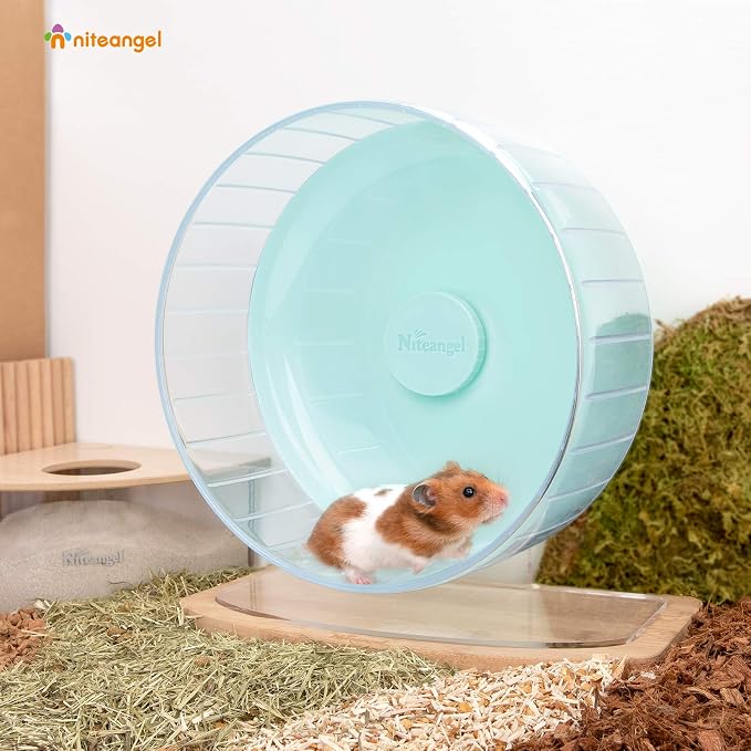 Niteangel Super-Silent Hamster Exercise Wheels: Quiet 11 inch Running Wheel | Can 11.6-15.4" Adjustable Height - No Bend Back Spinner Running for Dwarf Syrian Hamster Gerbils Mice Or Other Small Animal