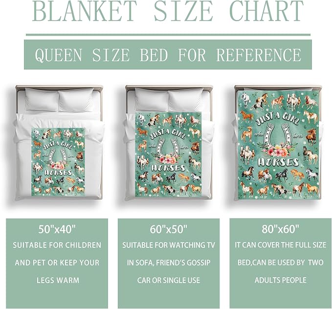 Horse Blanket Gifts for Girls Women Soft Flannel Horse Throw Blanket Horses Gift Merch Stuff for Room Decor 50"X40"