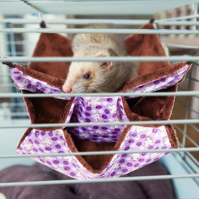 Weewooday 3 Pcs Rat Hammock 3 Tier Ferret Hammock Blue Purple Green | Cage Hanging Bed Cage Accessories for Pet Guinea Pig Hamster Parrot Sugar Glider Ferrets Rat Chinchilla Playing Sleeping