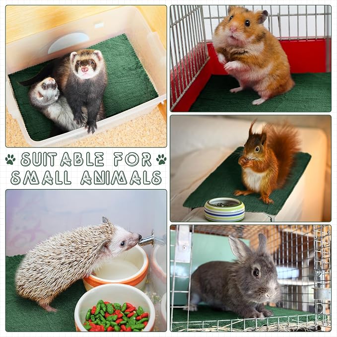 SmoothNovelty 5 Waterproof Guinea Pig Blankets, Dark Green, 18 x 24 Inch | Waterproof Pee Pad, Washable Coral Fleece Cage Liner, Absorbent Bedding Mat, for Guinea Pig Rabbit Hamster