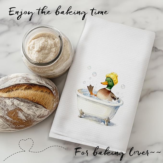 Funny Mallard Duck Bathroom Hand Towels, Mallard Duck Lover Gifts, Humor Ducks Animal Decorative Hand Towels for Bathroom Washroom Restroom, 16x24 Inch Set of 3