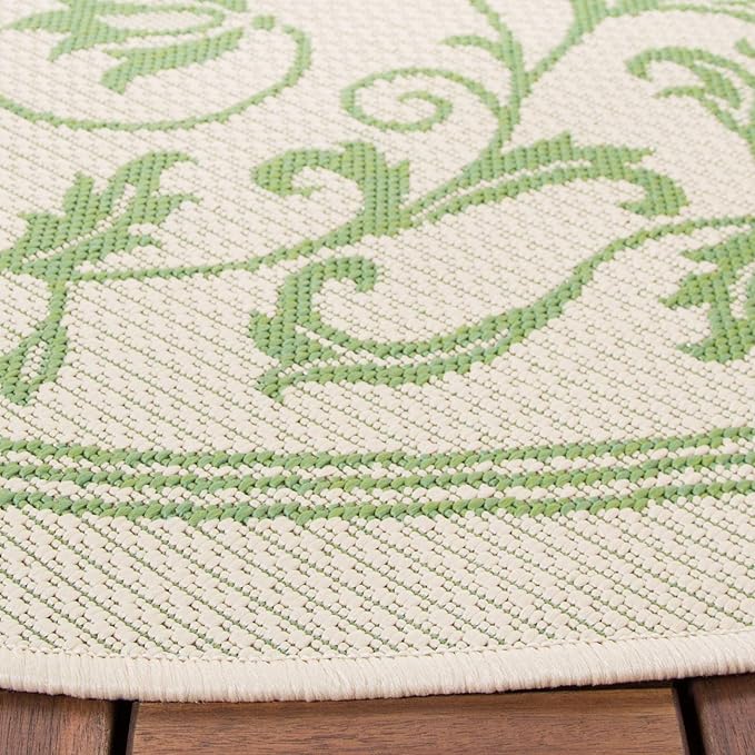 SAFAVIEH Washable Rug Outdoor Courtyard Collection - 5'3" Round, Grey & Natural, Non-Shedding & Easy Cleaning, Ideal for Patio, Backyard, Mudroom (CY2098-3606)