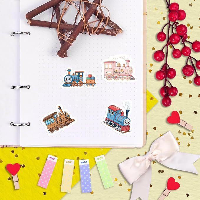 100Pcs Train Stickers for Water Bottle - Train Party Supplies & Decorations - Railroad Stickers - Gift for Women & Men