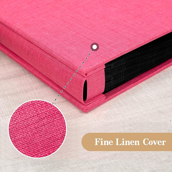 potricher Linen Hardcover Photo Album 4x6 1000 Photos Large Capacity for Family Wedding Anniversary Baby Vacation (Rose Red, 1000 Pockets)
