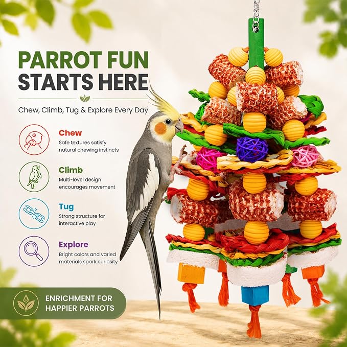 Bird Toys Natural Corn Cob Loofah Chew Toys for Small Medium Parrots | Bird Chew Toys,Cage Accessories,Natural Corn Cob Loofah Slices,for Cockatiels Lovebirds Small&Medium Parrots,Keep Bird Active