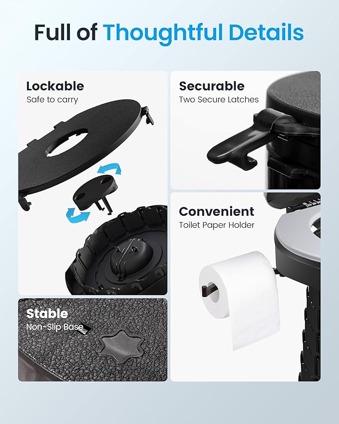 TRIPTIPS Upgrade Retractable Portable Toilet Travel Toilet Adjustable Height Camping Toilet Portable Potty for Adults Kids, Foldable Portable Toilet for Camping/Car