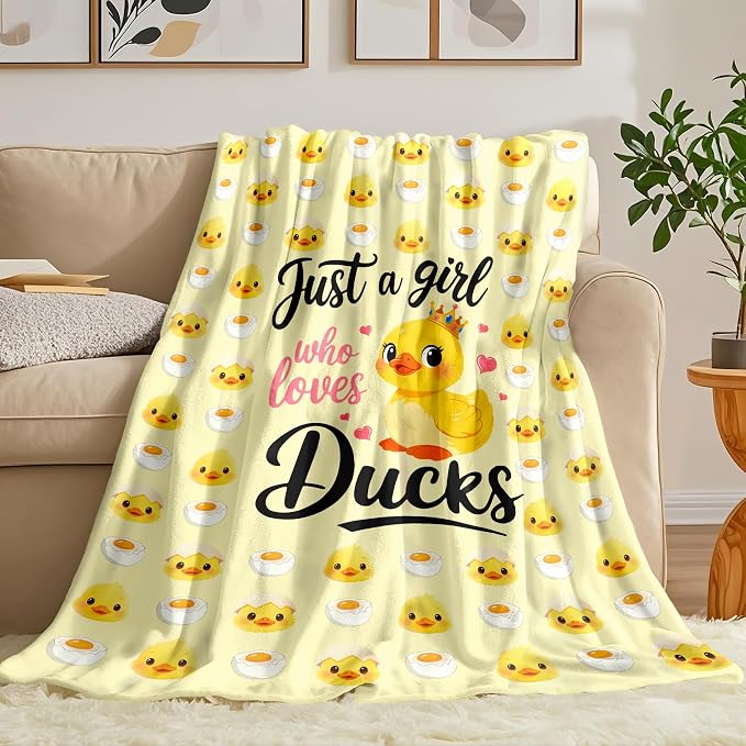Duck Blanket Gifts for Duck Lovers Soft Flannel Ducks Throw Blanket Room Decor Merch Stuff for Girl Women 50"X40"