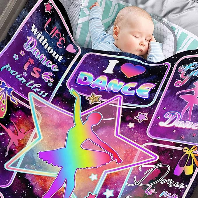 D-Story Custom Blanket with Name - Personalized Throw Blankets for Girls & Boys - Dancing Girl Design - Christmas & Birthday Gift