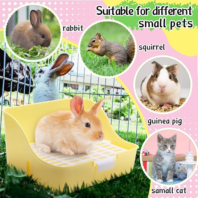Reallnaive 15 Pcs Rabbit Starter Kit Small Rabbit Litter Box Girls Gift Animal Grooming Kit Bunny Toys Bowl Blankets with Cleaning Set for Guinea Pig Accessories(Blue)
