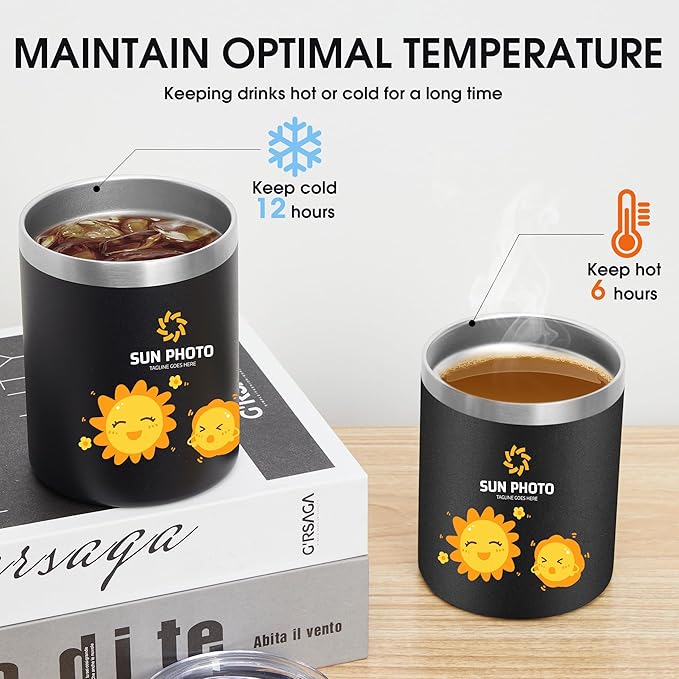 Personalized Custom Tumbler Print in USA 12oz 50Pcs Stainless Steel Travel Coffee Cup with Lid & Straw Double Wall Insulated Mug With Colorful Text Logo Photo