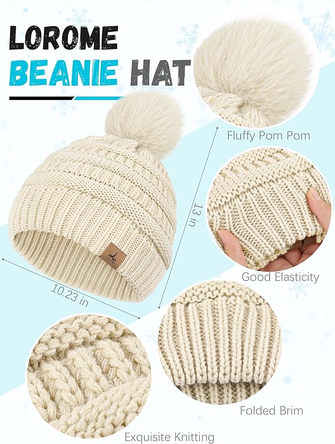 Winter Hat Scarf Gloves and Ear Warmer, Warm Knit Beanie Hat Touch Screen Gloves Set Winter Gifts Neck Scarves for Women