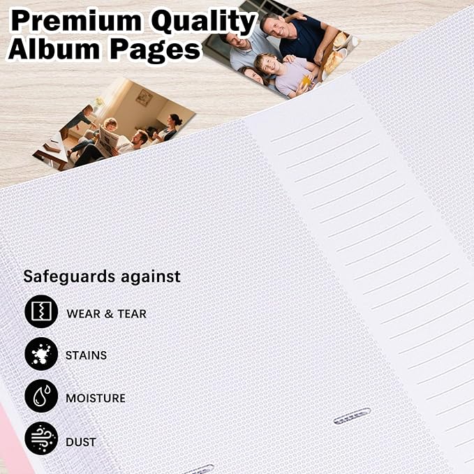 Photo Album 4x6 600 Photos with Writing Space Linen Cover with Front Window Picture Album, 600 Photos 4x6 Photo Album Book for Wedding Kids Travel Family Baby Pictures (Pink)