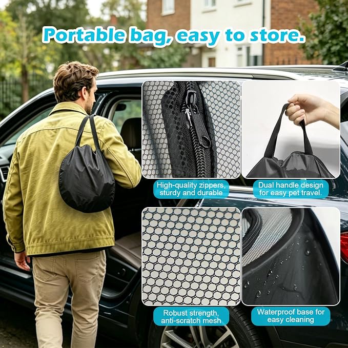Small Animal Playpen with Surround Tunnel, Portable Foldable Outdoor Guinea Pigs Playpen with Carrying Handle, Breathable Mesh Playpen for Kitten, Hedgehog, Snake, Rabbit, Lizard, Small Pets