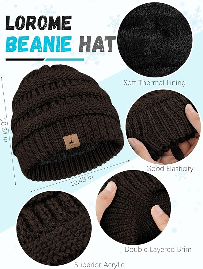 Winter Beanie Hat Scarf Gloves, Warm Fleece Knit Hats Touch Screen Gloves Neck Scarf Set Winter Gifts for Unisex Adult