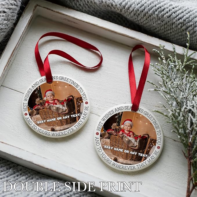 Baby Girl's First Christmas Ornament 2025 Personalized Photo Ornaments Keepsake for Newborn, My First Idea