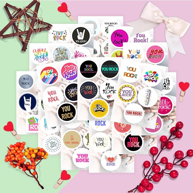 100Pcs You Rock Stickers - You Rock Party Supplies & Decorations, Great Job Waterproof Vinyl Decals, Motivational Stickers, Gifts for Women & Men