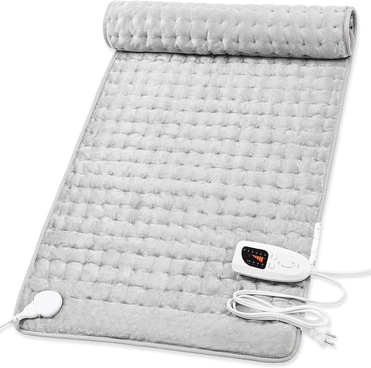 Deepsoon Heating Pad,Electric Heating Pads for Back,Neck,Abdomen,Moist Heating Pad for Shoulder,Knee,Arms,Legs,Dry/Moist Heat & Auto Shut Off,Christmas Gifts for Men and Women,Light Gray,40x20 Inch
