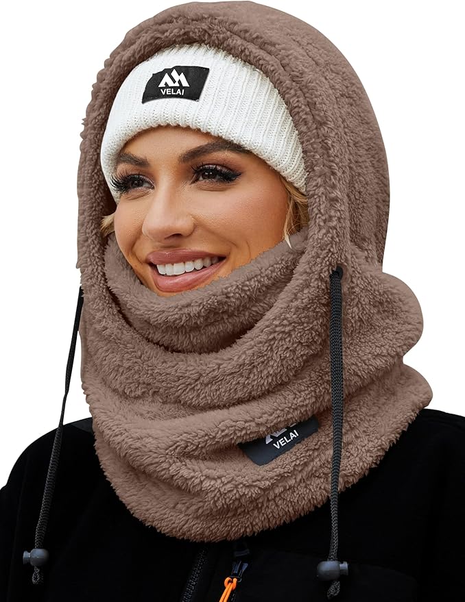 Balaclava Fleece Ski Mask for Men Women Winter Face Masks Windproof Hooded Scarf Cold Weather Hat Neck Warmer