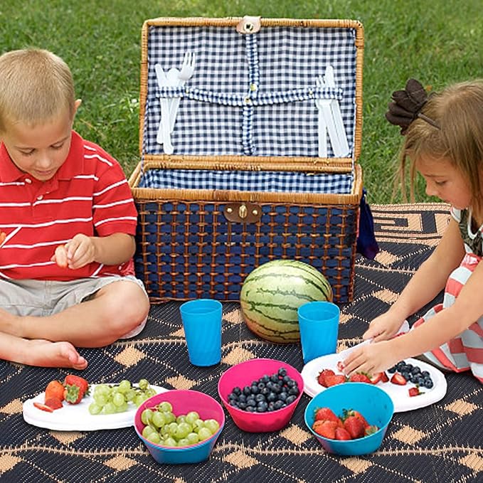 SAND MINE Reversible Mats, Plastic Straw Rug, Modern Area Rug, Large Floor Mat and Rug for Outdoors, RV, Patio, Backyard, Deck, Picnic, Beach, Trailer, Camping (5' x 8', Brown & Black)