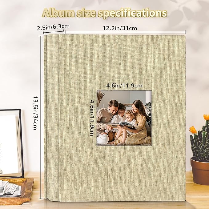 Photo Album 4x6 with 600 Pockets,Slip-in Picture Albums,Linen Cover Memory Book with Front Window,White Page Vertical Photo Book for Wedding,Family,Anniversare,Baby,Vacation