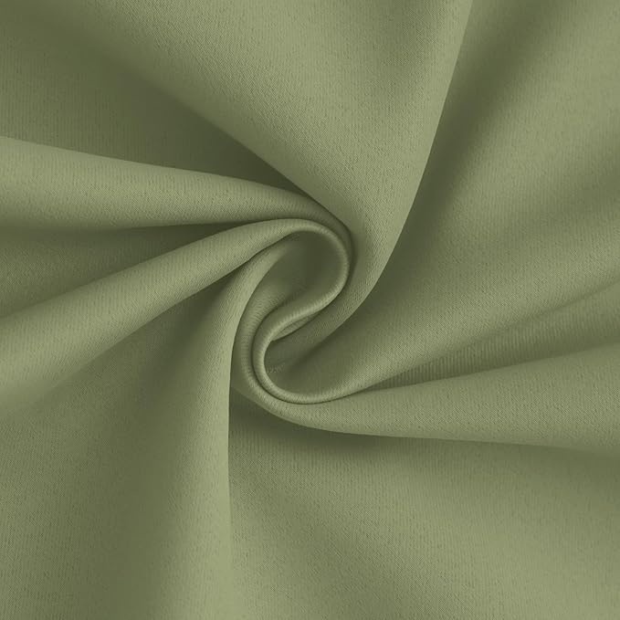 Yakamok 100% Blackout Curtain Panels 63 inches Cold and Light Blocking Drapes for Nursery, 2 Thick Layers Thermal Insulated Draperies (2 Pieces, 50 Wide Each Panel, Sage Front with White Backing)