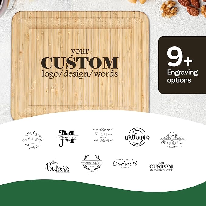 Personalized Charcuterie Board Gift Set - Engraved Bamboo Cheese and Meat Platter, Custom Cutting Board for Wedding, Housewarming Gifts New Home, Birthday, Anniversary, Newlywed, Kitchen Serving Tray