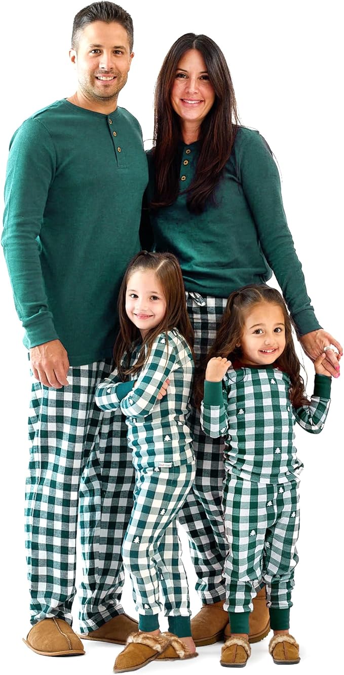 JAMIE Matching Family Jammies Holiday Pajamas 100% Organic Cotton PJs Adults, Kids, Toddlers, Baby, Pets