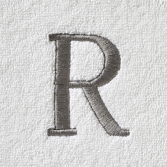SKL Home Casual Monogram Hand Towel (2-Pack), R, 16x26, White