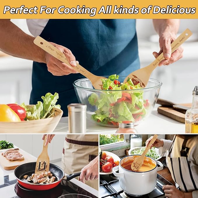 5PCS Shark Wooden Cooking Spoons Kitchen Decor Shark Gifts for Women Men Shark Lovers Birthday Gifts Party Favors Housewarming Wedding Bamboo Cooking Spoons for Everyday Use